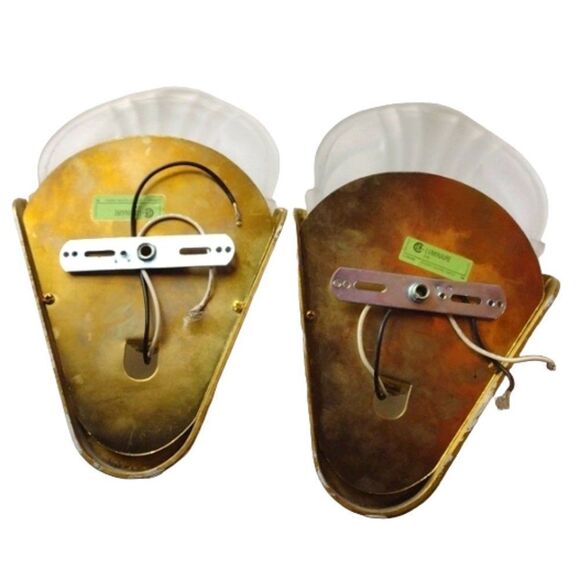 Artcraft Electric Luminaire Art Deco Style Solid Brass Slip Shade Sconce Lights - Picture 9 of 11